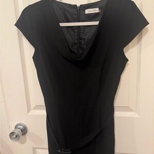 Calvin Klein Black Sheath Mini Dress with Cowl Neck